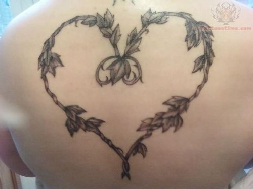 Ivy Heart Tattoo On Back