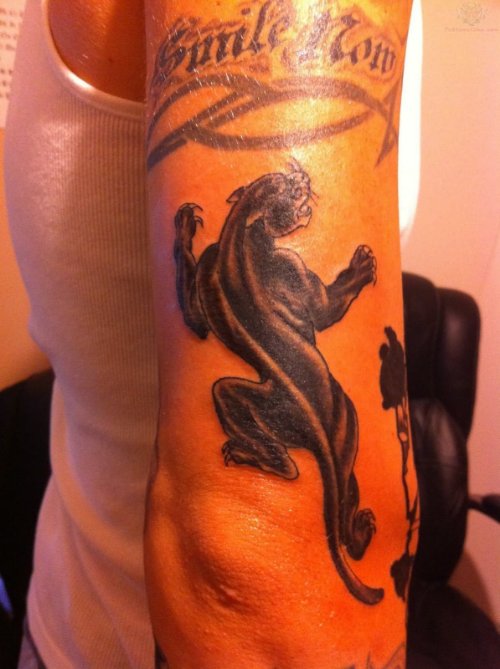 Armband and Jaguar Tattoo On Half Sleeve