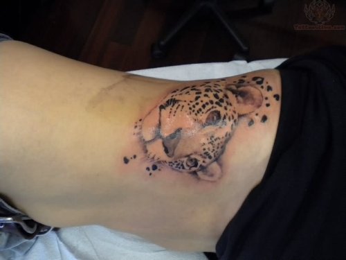 Jaguar Head Tattoo On Rib