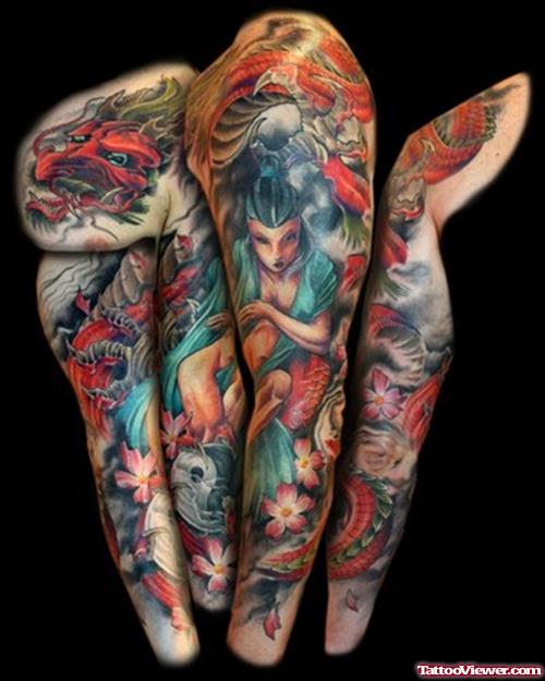 Color Ink Japanese Tattoos For Sleeve