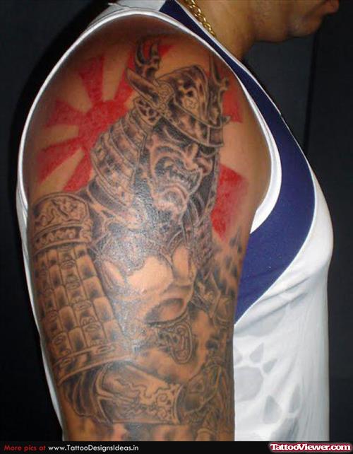 Japanese Tattoo On Man Right Half Sleeve