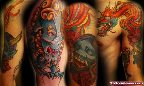 Colored Japanese Tattoo For Men