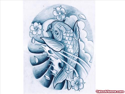 Amazing Koi Fish And Japanese Tattoo Design