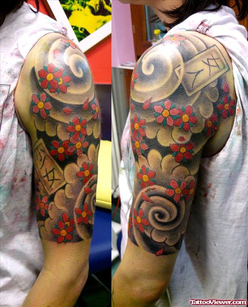 Amazing Japanese Tattoo on Half Sleeve