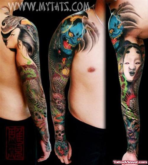 Hanya Japanese Dragon Tattoo On Sleeve