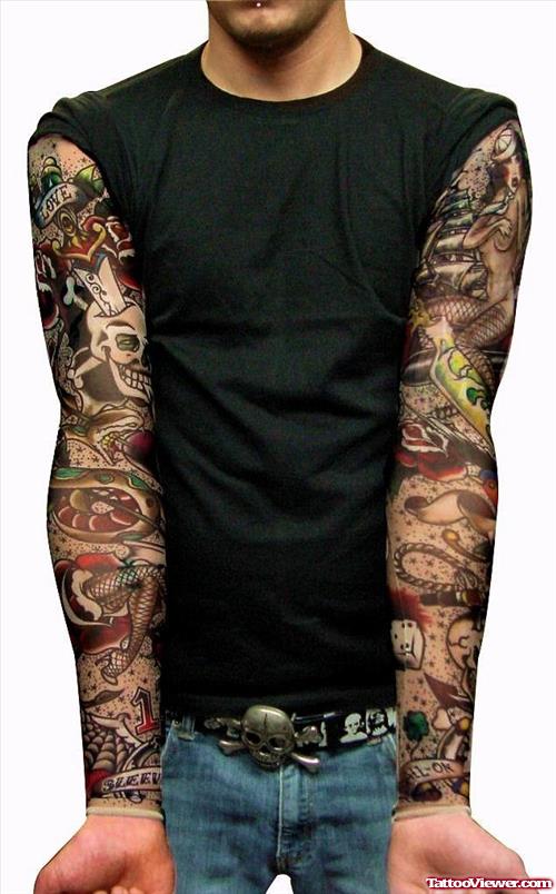 Japanese Tattoos On Man Both Sleeves