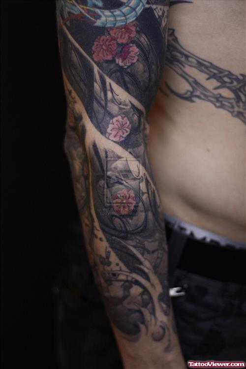 Japanese Tattoo On Full Sleeve For Men