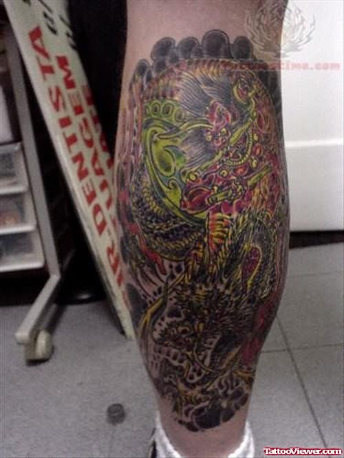 Impossible Japanese Tattoo On Leg