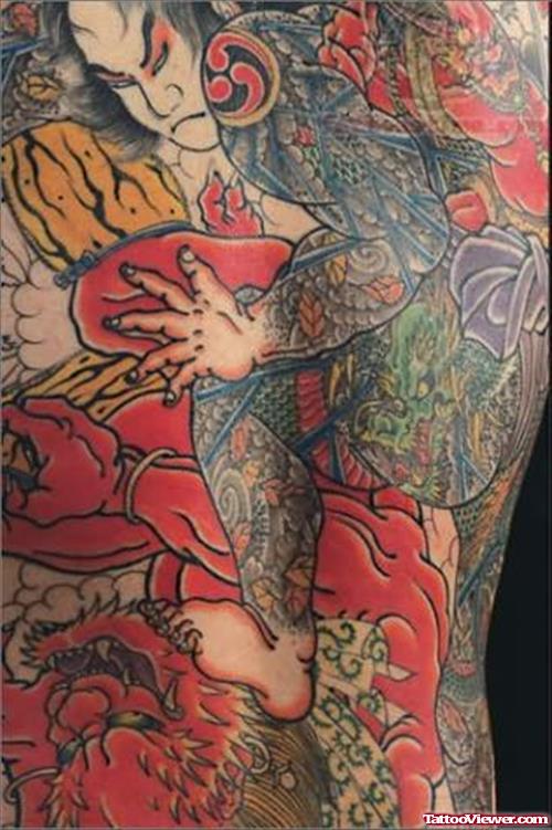 Japanese  Tattoo On Back Body