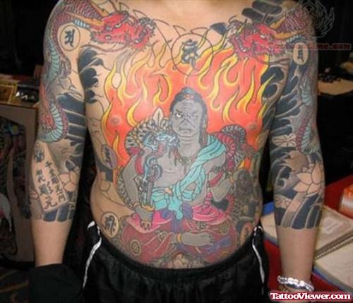 Japanese Tattoo Design With Flames
