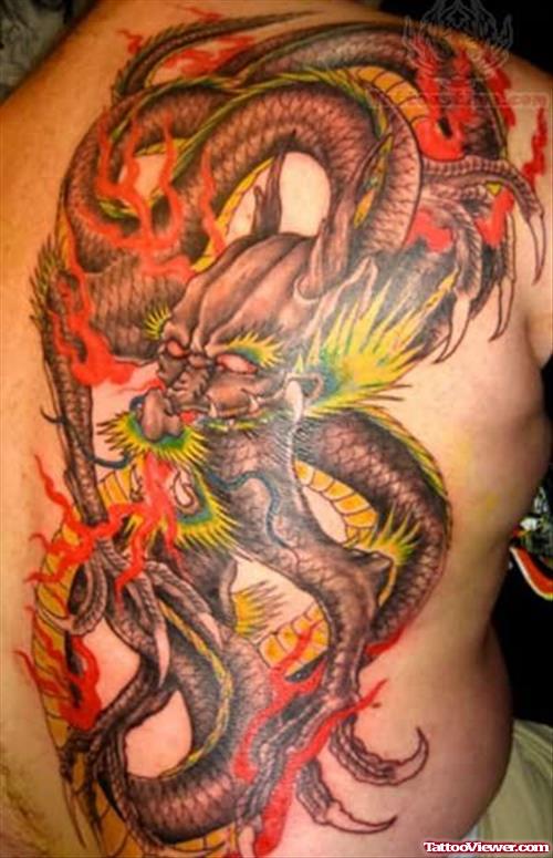 Japanese Dragon Chest Tattoo