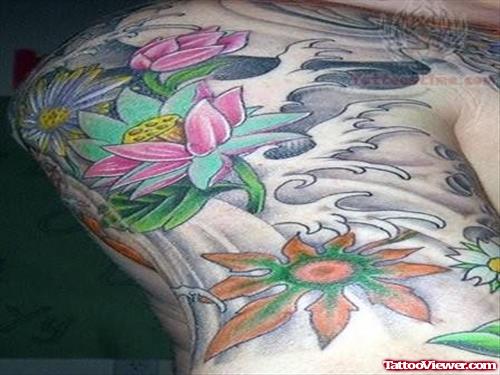 Colorful Japanese Tattoo On Shoulder