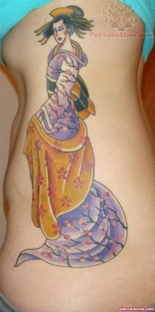 Geisha Tattoo On Ribs