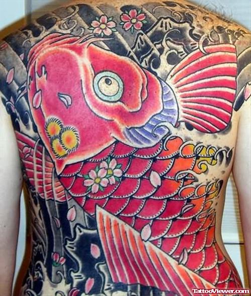 Japanese  Fish Tattoo For Back