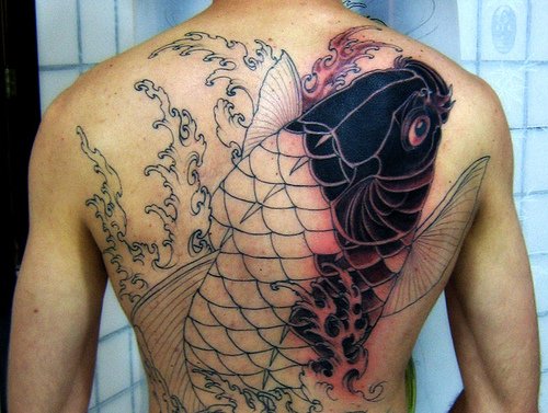 Koi Japanese Tattoo On Back