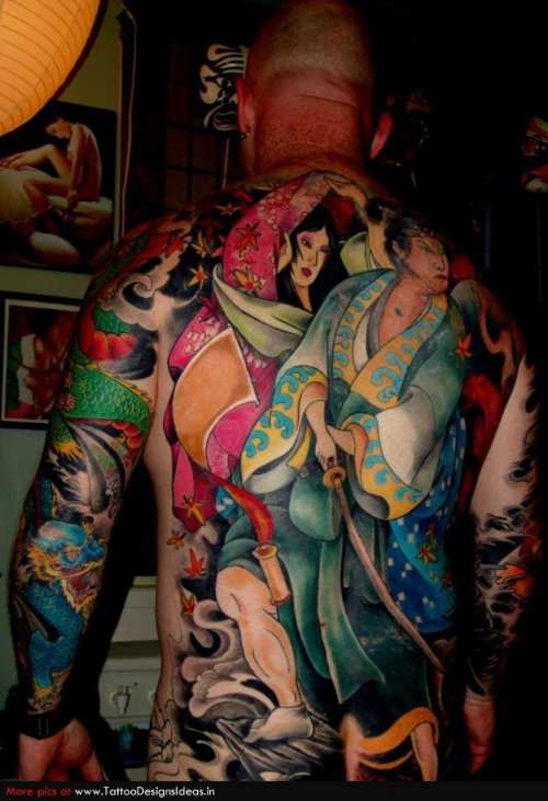 Japanese Tattoos On Man Back Body