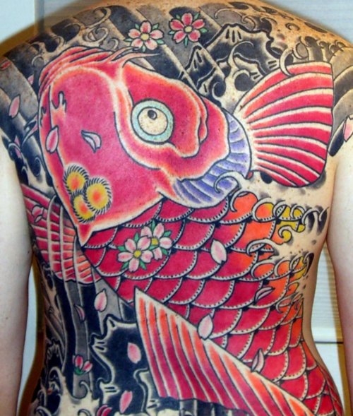 Awesome Colored Japanese Tattoo On Man Back