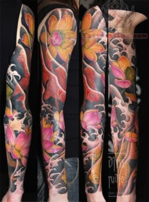 Koi Lotus Japanese Sleeve Tattoo