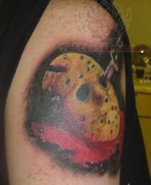 Yellow Jason Mask Tattoo