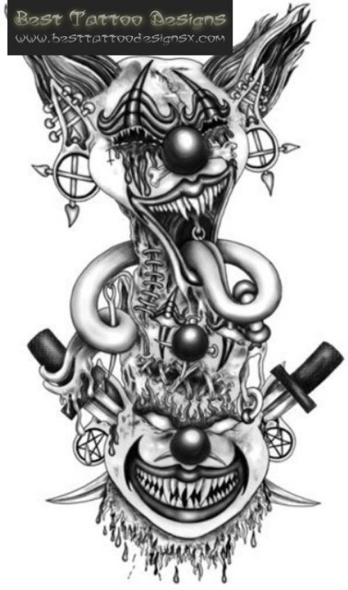 Evil Clowns Tattoos Designs