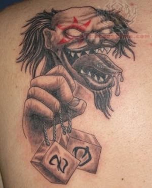 Evil Joker Tattoo On Back