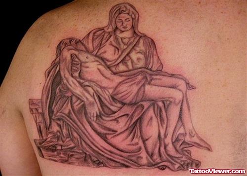 Jesus Tattoo On Man Left Shoulder