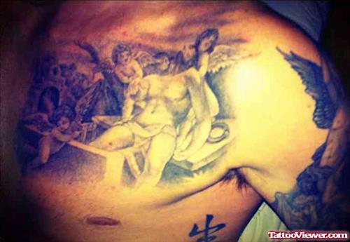 Jesus Tattoo On Man Left Chest