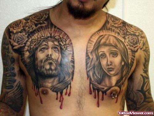 Awesome Jesus Tattoos On Man Chest