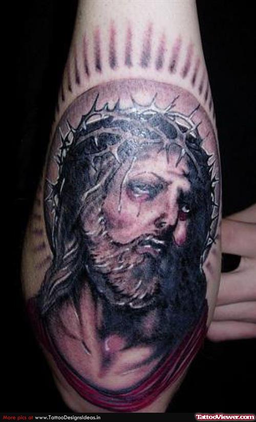 Jesus Tattoo On Right Arm