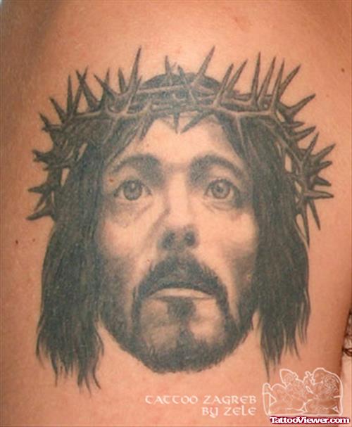 Jesus Christ With Thorn Crown Tattoo