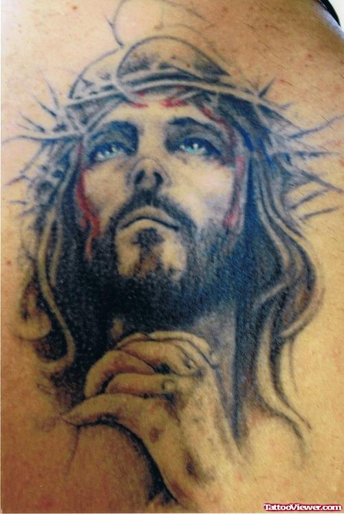 Praying Jesus Head Tattoo