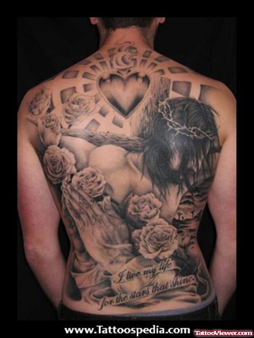 Man Full Back Jesus Tattoo