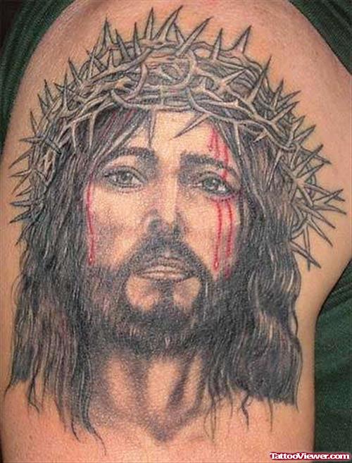 Beautiful Right Shoulder Jesus Tattoo