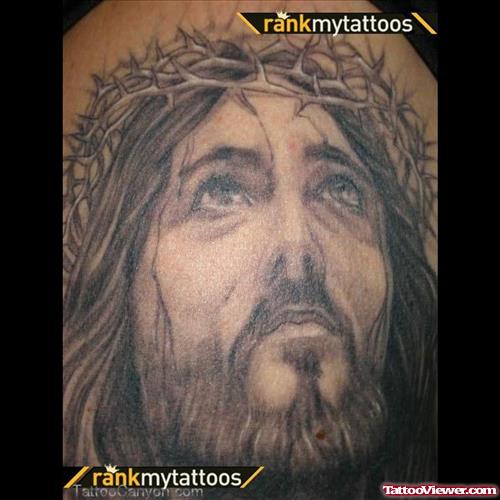 Awesome Jesus Tattoo On Back Body