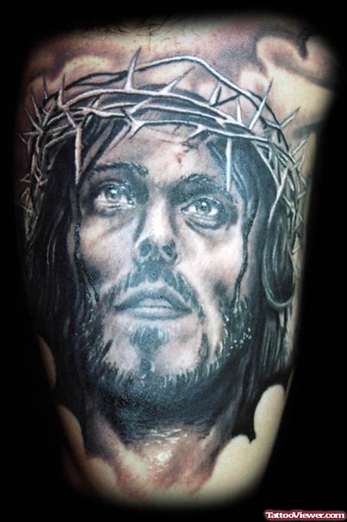 Awesome Jesus Head Tattoo Design