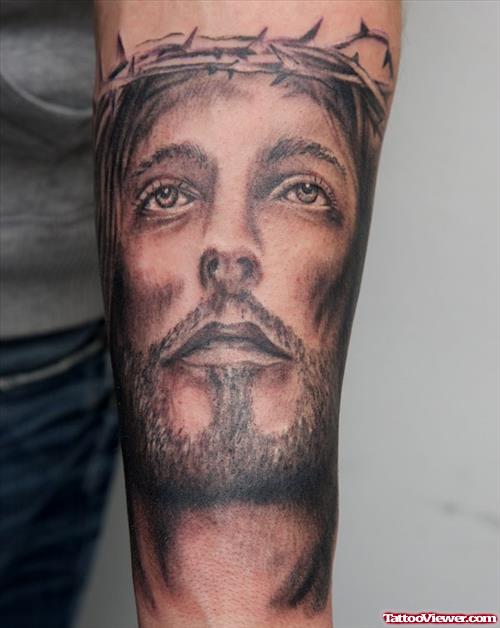 Left Arm Jesus Tattoo