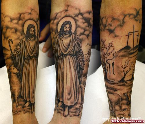 Jesus Tattoo On For Arm