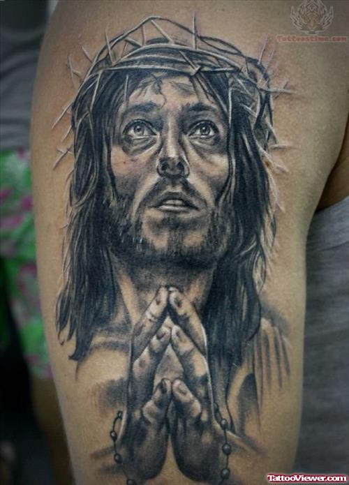Awesome Praying Jesus Tattoo
