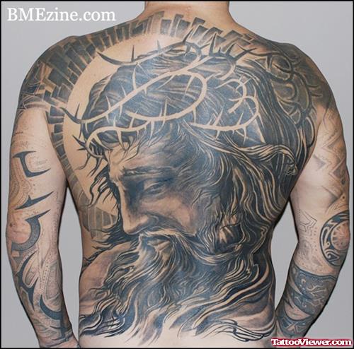 Jesus Tattoo On Man Backpiece
