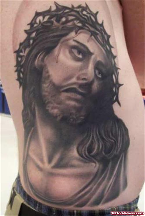 Side Rib Jesus Tattoo
