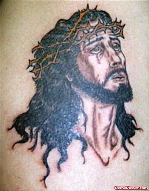 Awful Jesus Christ Head Tattoo