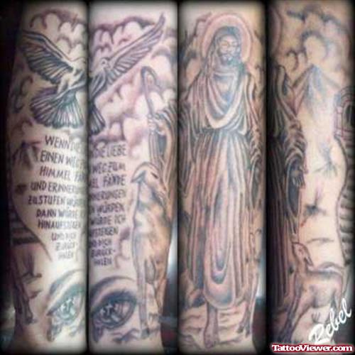 Religious Jesus Tattoo Design For Sleeve