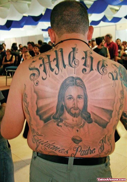 Best Jesus Tattoo On Man Back Body