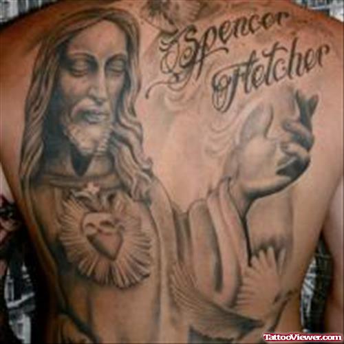 Awful Jesus Tattoo on Man Back Body