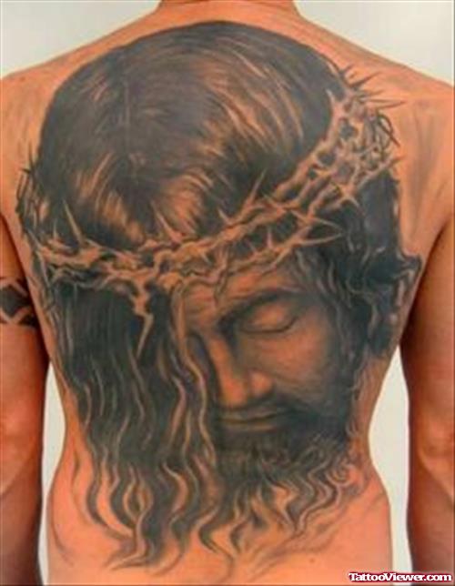 Amazing Jesus Tattoo On Full Back
