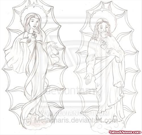 Mother Mary And Jesus Christ Tattoos Designs