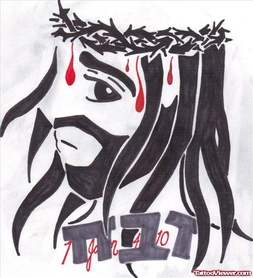 Jesus Christ Face Tattoo Design