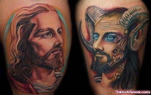 Good And Evil Jesus Tattoo