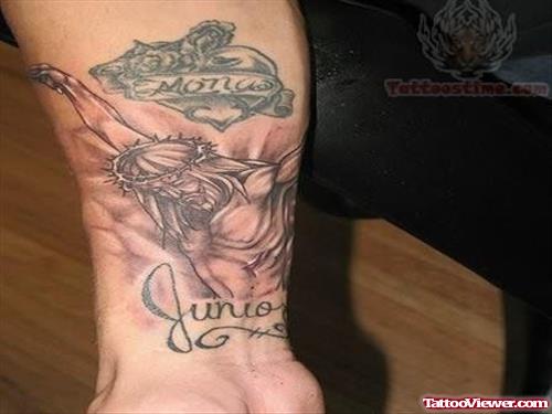 Amazing Jesus Tattoo On Right Forearm