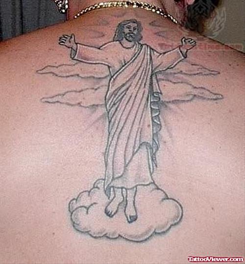 Jesus Tattoo on Upper Back